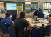 Farmers and industry representatives discussing risk and decision making at the Dandaragan introductory session run by the West Midlands Group.